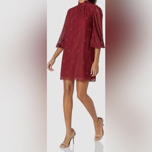 Trina Turk Burgundy Midi Dress Circle Pattern